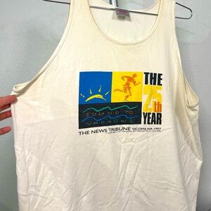 VTG 1997 Oneita white Power-T graphic tank 25th year Sound to Narrows race sz XL